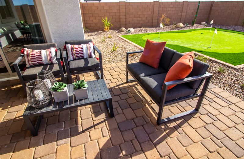 Paver patio with seating area